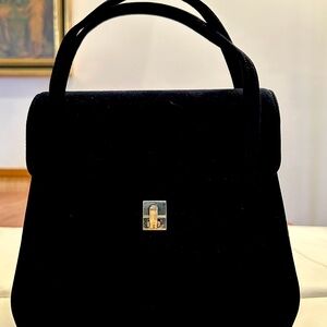 Chic Blue Suede Evening Bag with Sleek Design